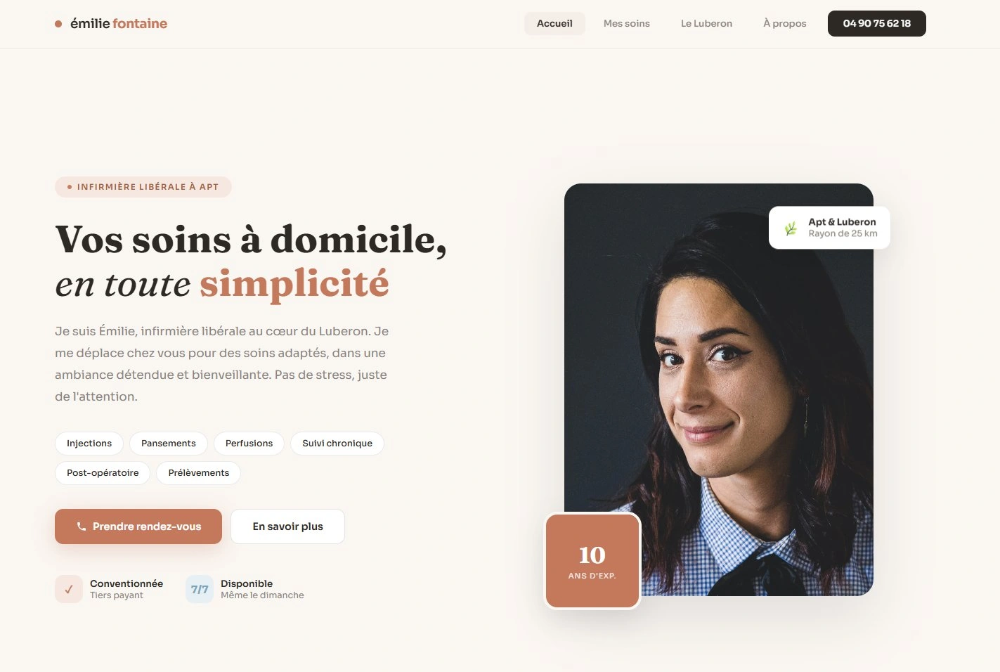 Site web enfermeiro liberal — página interior